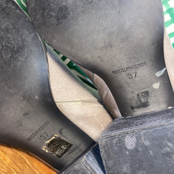 Free People Terrah Gray Leather Chunky Heel Ankle Boots Women’s 37/7 - Picture 9 of 11